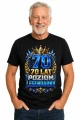 Koszulka na 70 urodziny – Poziom legendarny – koszulka czarna z dużą cyfrą 70 i dynamicznym motywem Poziom legendarny