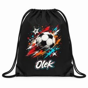 Worek czarny z nadrukiem Futbolowa Pasja z imieniem