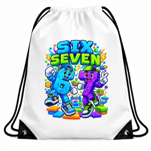 Worek biały z nadrukiem Six Seven – Pixelowa Ekipa