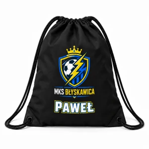Worek sportowy z herbem lub logo, nazwą klubu i imieniem – dowolna dyscyplina