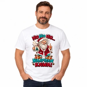 Koszulka świąteczna męska – Ho ho ho, najpierw kawa