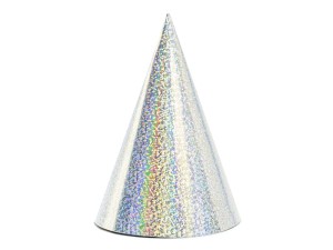 Czapeczki urodzinowe srebrny 16cm 6szt
