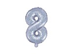 Balon foliowy Cyfra 8, 35cm, holograficzny