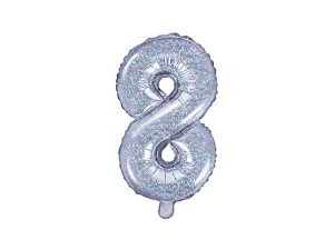 Balon foliowy Cyfra 8, 35cm, holograficzny