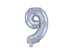 Balon foliowy Cyfra 9, 35cm, holograficzny