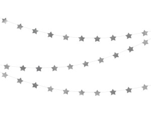 Girlanda Gwiazdki, srebrny, 3,6m, baner