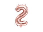 Balon foliowy cyfra 2 złoty 35cm 1szt różowe złoto