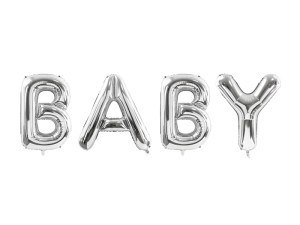 Balony srebrne BABY 262 x 86cm URODZINY ROCZEK XL