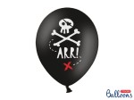 Balony PIRACI lateksowe 30cm pastelowe czarne 6szt