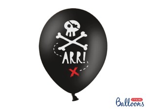 Balony PIRACI lateksowe 30cm pastelowe czarne 6szt