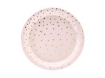 Talerzyki różowe w złote kropki 18cm 6szt