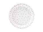 Talerzyki białe w różowozłote kropki 18cm 6szt