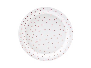Talerzyki białe w różowozłote kropki 18cm 6szt