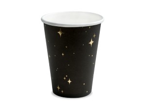 Kubeczki czarne w złote gwiazdki 260ml-6szt