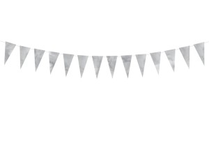 Girlanda flagietki, srebrne, 2,15 m baner