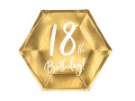 Talerzyki 18th Birthday, złoty, 20cm 6szt
