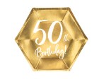 Talerzyki 50th Birthday, złoty, 20cm 6szt