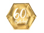 Talerzyki 60th Birthday, złoty, 20cm 6szt