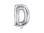 Balon foliowy litera D srebrny 35cm 1szt