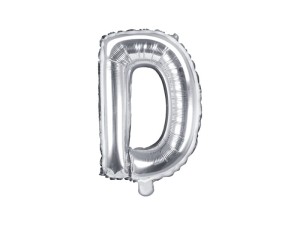 Balon foliowy litera D srebrny 35cm 1szt
