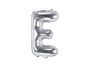 Balon foliowy litera E srebrny 35cm 1szt