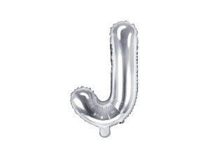 Balon foliowy litera J srebrny 35cm 1szt
