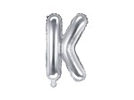Balon foliowy litera K srebrny 35cm 1szt