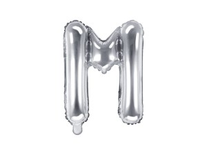 Balon foliowy litera M srebrny 35cm 1szt