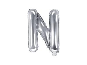 Balon foliowy litera N srebrny 35cm 1szt