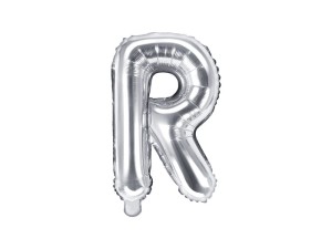 Balon foliowy litera R srebrny 35cm 1szt