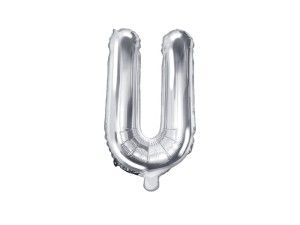 Balon foliowy litera U srebrny 35cm 1szt