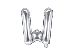 Balon foliowy litera W srebrny 35cm 1szt