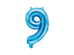 Balon foliowy Cyfra 9, 35cm, niebieski