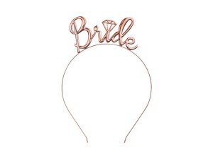 Opaska metalowa BRIDE Panna Młoda różowe złoto