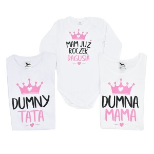 Zestaw koszulek mama tata córka MAM JUŻ ROCZEK