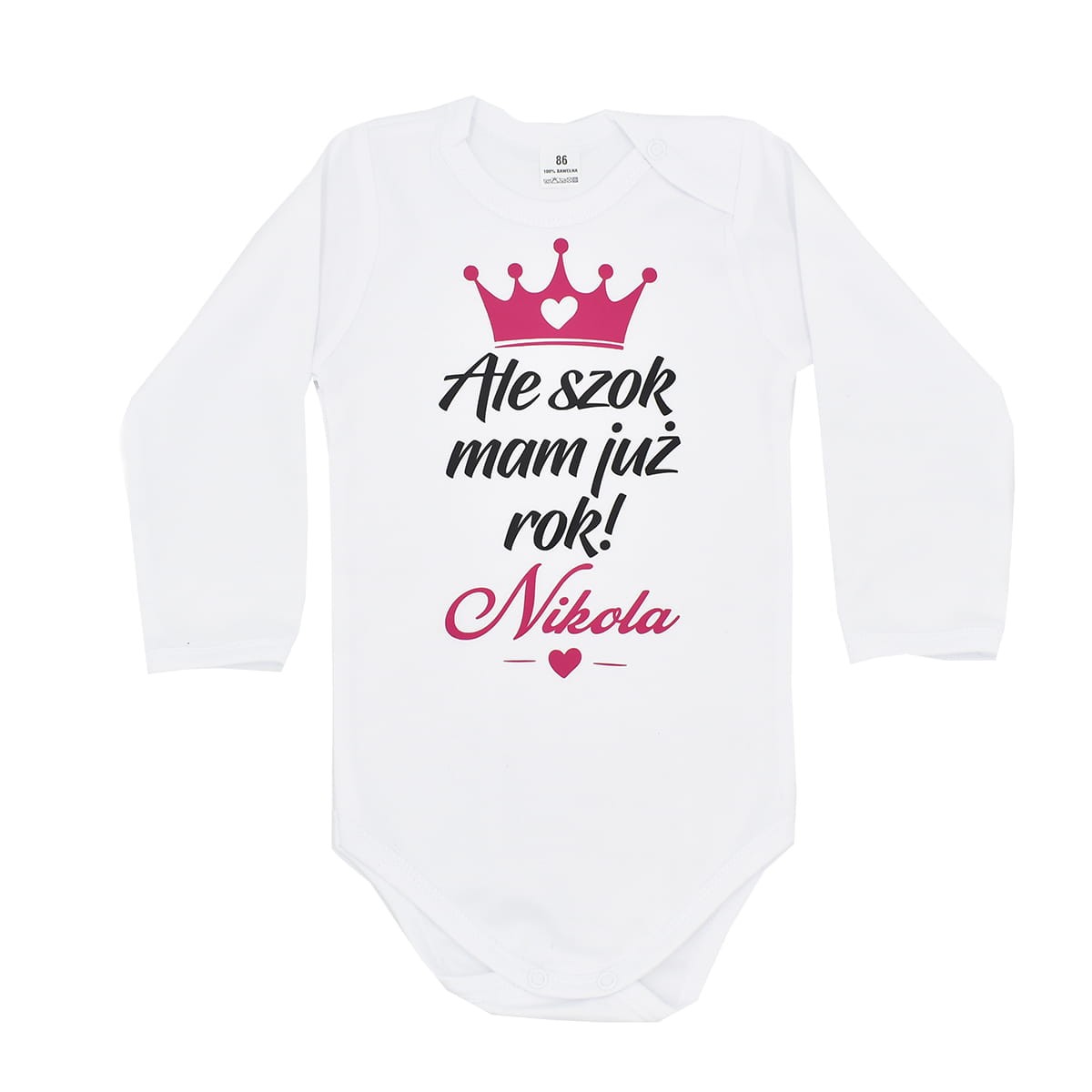 ale szok mam już rok body dziecięce czarny z fuksją