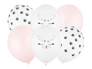 Balony 30cm, Kotek, mix 6szt