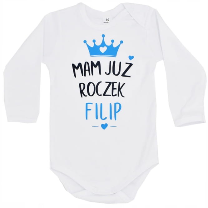 mam już roczek niebieskobiałe napisy dla chłopca