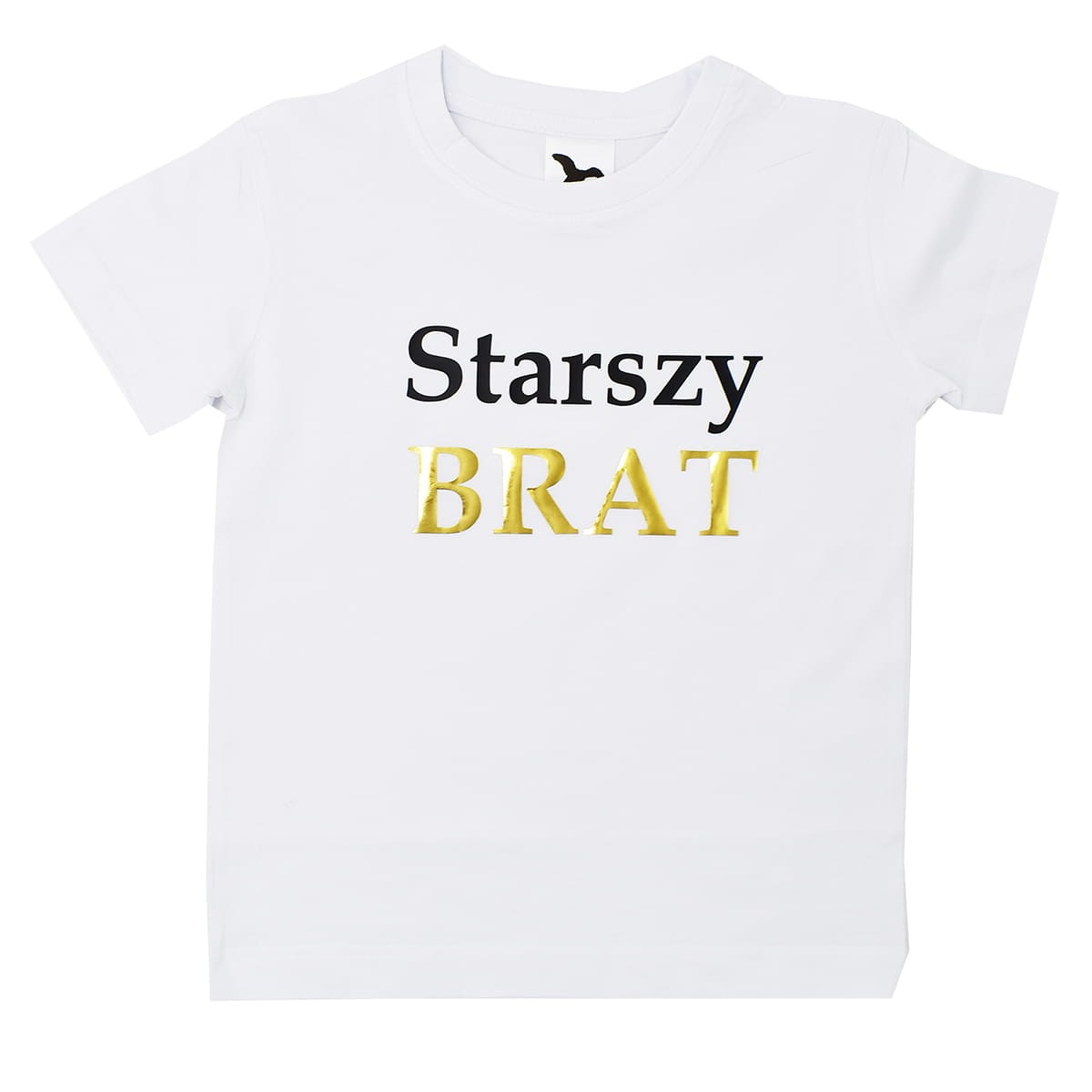 białą koszulka starszy brat czarno złoty napis