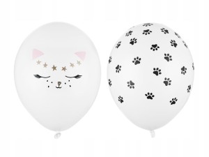 Balony 30 cm, Kotek, Pastel Pure White 6szt