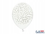 Balony 30cm, Kropki, Pastel Pure White, 6szt