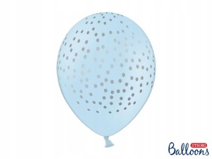 Balony 30cm, Kropki, Pastel Baby Blue, 6szt