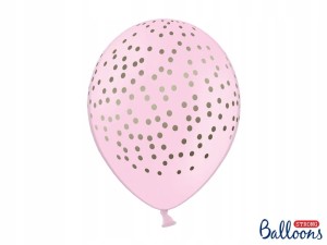 Balony 30cm, Kropki, Pastel Baby Pink, 6szt