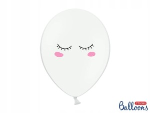 Balony 30cm Buźka, Pastel Pure White, 6szt