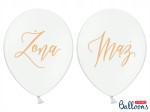Balony 30cm, Żona, Mąż, Pastel Pure White
