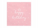 Serwetki Happy Birthday, 33x33 cm, różowe