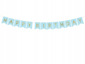 Baner Happy Birthday, j. niebieski, 15 x 175 cm