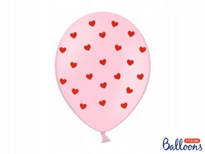Balony 30 cm, Serca, Pastel Baby Pink, 6szt