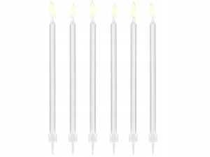 Świeczki urodzinowe gładkie białe 14cm, 12szt