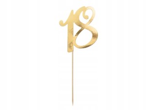 Topper na tort "18", złoty, 20.5cm